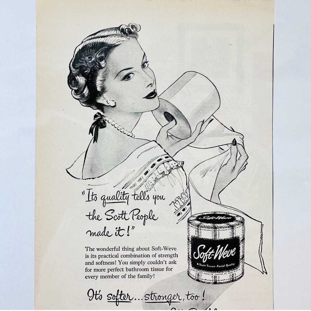 1949 Scotties are Softies Smiling Women Toilet Paper Original Retro PRINT‎ AD